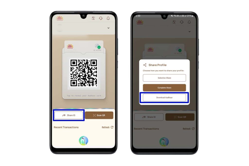 aadhar card download without otp