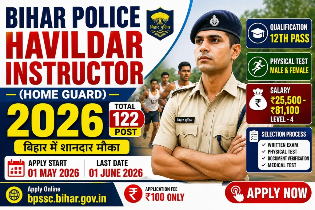 BPSSC Havildar Instructor Bharti 2026: 122 पदों पर भर्ती, 12वीं पास करें आवेदन