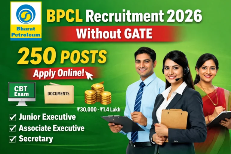 BPCL Recruitment 2026 : Junior Executive, Associate Executive और Secretary पदों पर भर्ती। योग्यता, आयु सीमा, चयन प्रक्रिया और आवेदन की पूरी जानकारी