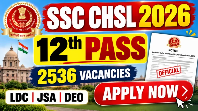 SSC CHSL 2026 12th Pass Apply Online 2536 Vacancies